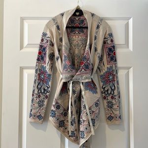 Sundance wrap cardigan embroidered - sand beige color